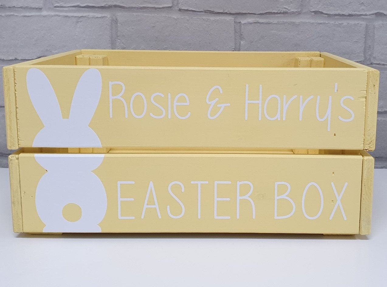 Personalised Easter Egg Wooden Crate - For Easter Eggs, Gifts | Easter Egg Hunt | Easter Hamper for children | Easter Box | Easter Bunny