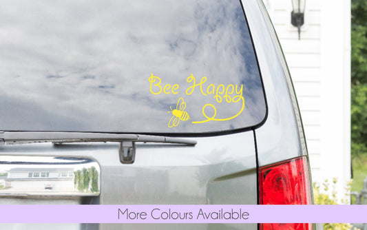 Bee Happy Car Sticker/Decal | Bumble Bee | Car Sticker | Funny Car Decal | Sweary Sticker | Gift for her | Car Gift | Car Lover