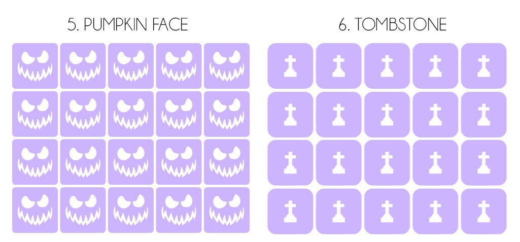 Halloween Nail Stencils Various Designs x20 Nail Stencils - Vinyl Stencils for Nail Art