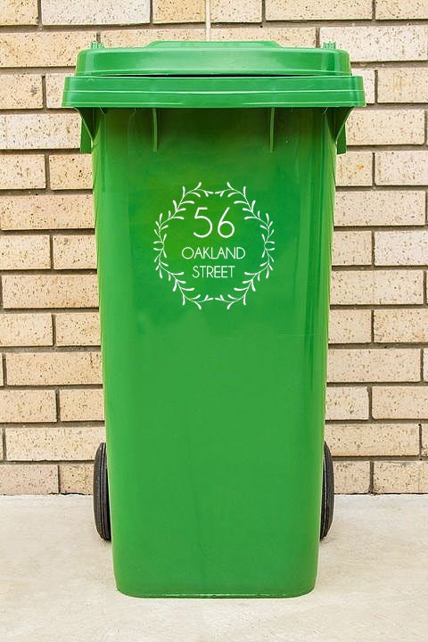 Custom Wheelie Bin Sticker-Decal | Sticker for Bin | Address Sticker | Personalised Sticker | Wheelie Bin Numbers | House Name Sticker #009