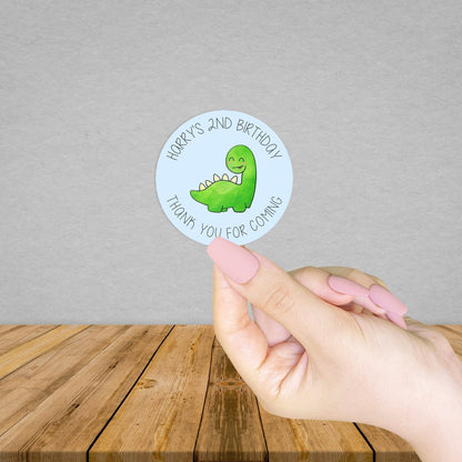 Dinosaur Personalised Thank You Birthday Stickers Sheet x24 | Party Stickers | Thank You Stickers | Party Favours | Birthday Stickers