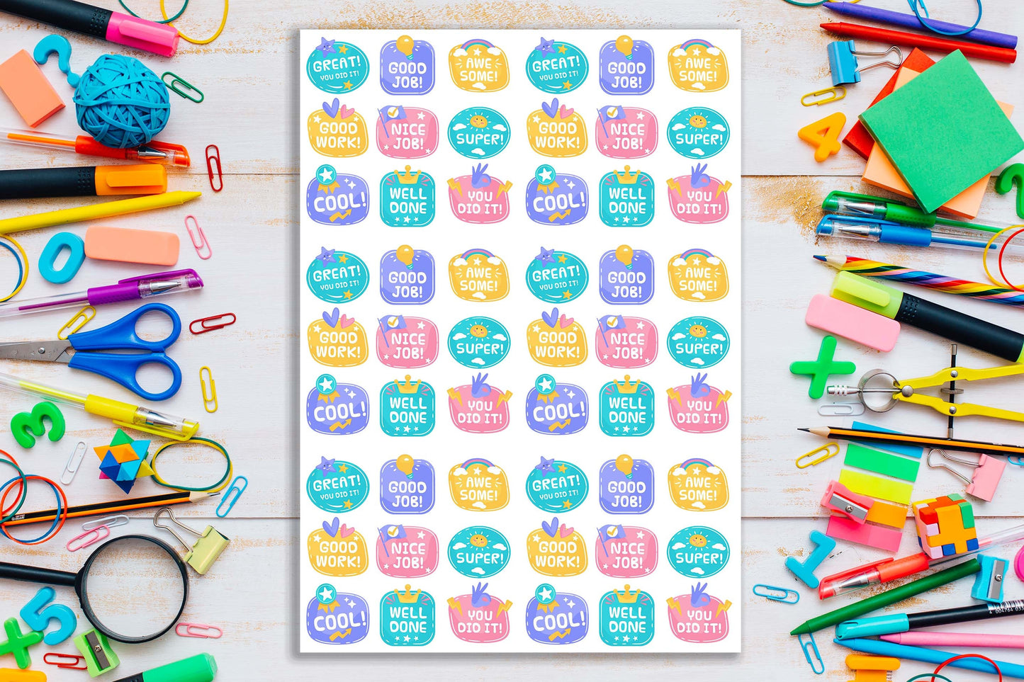 Teacher Reward Stickers Pack #001 Stickers Sheet x45