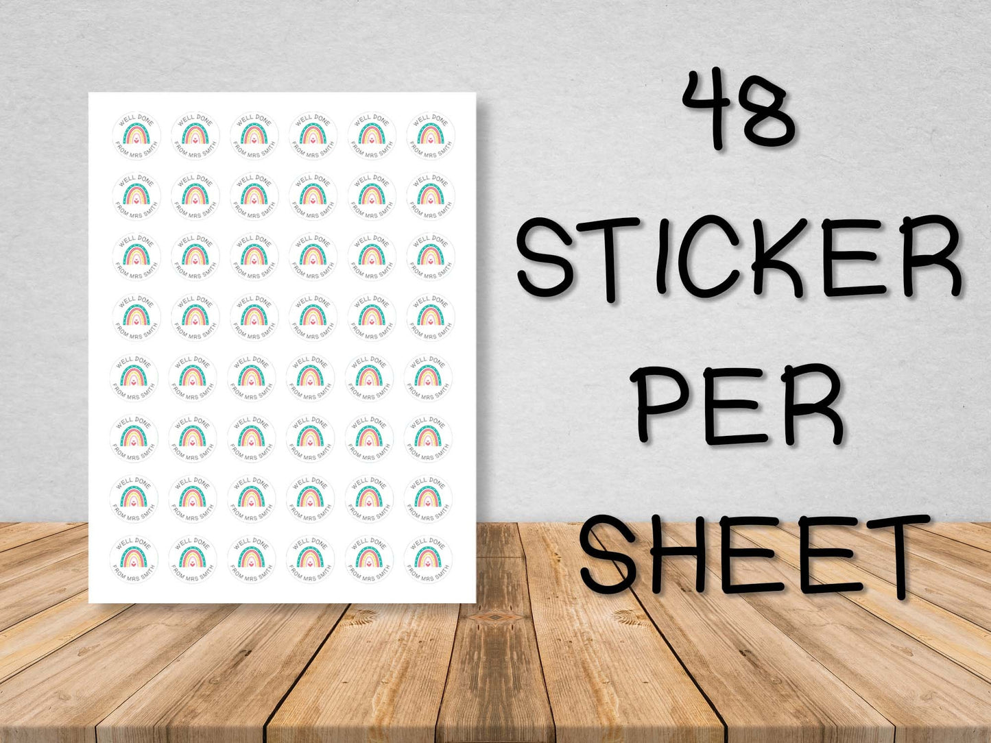 Personalised Teacher Name #001 Stickers Sheet x48