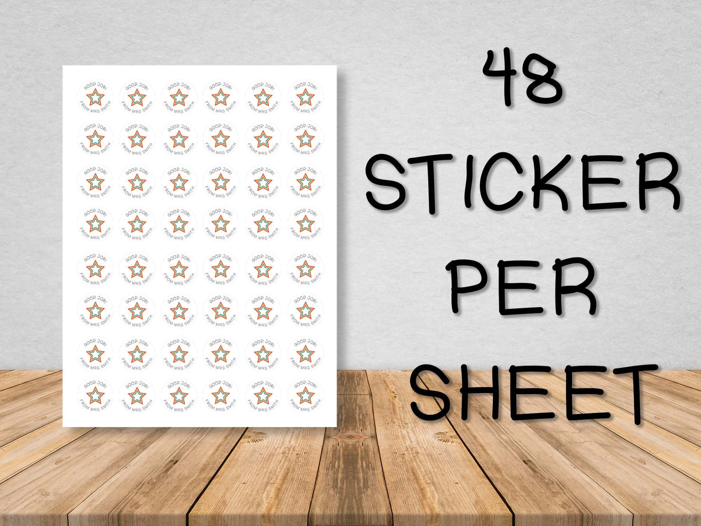 Personalised Teacher Name #002 Stickers Sheet x48