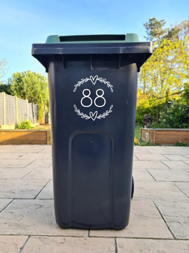 Custom Wheelie Bin Sticker-Decal | Sticker for Bin | Address Sticker | Personalised Sticker | Wheelie Bin Numbers | House Name Sticker #003