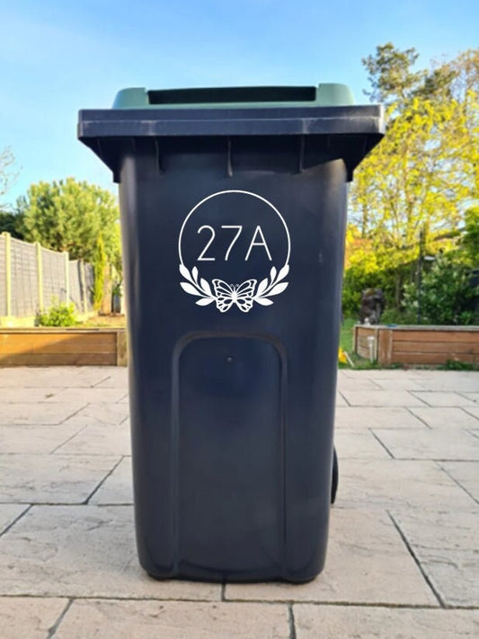 Custom Wheelie Bin Sticker-Decal | Sticker for Bin | Address Sticker | Personalised Sticker | Wheelie Bin Numbers | House Name Sticker #007