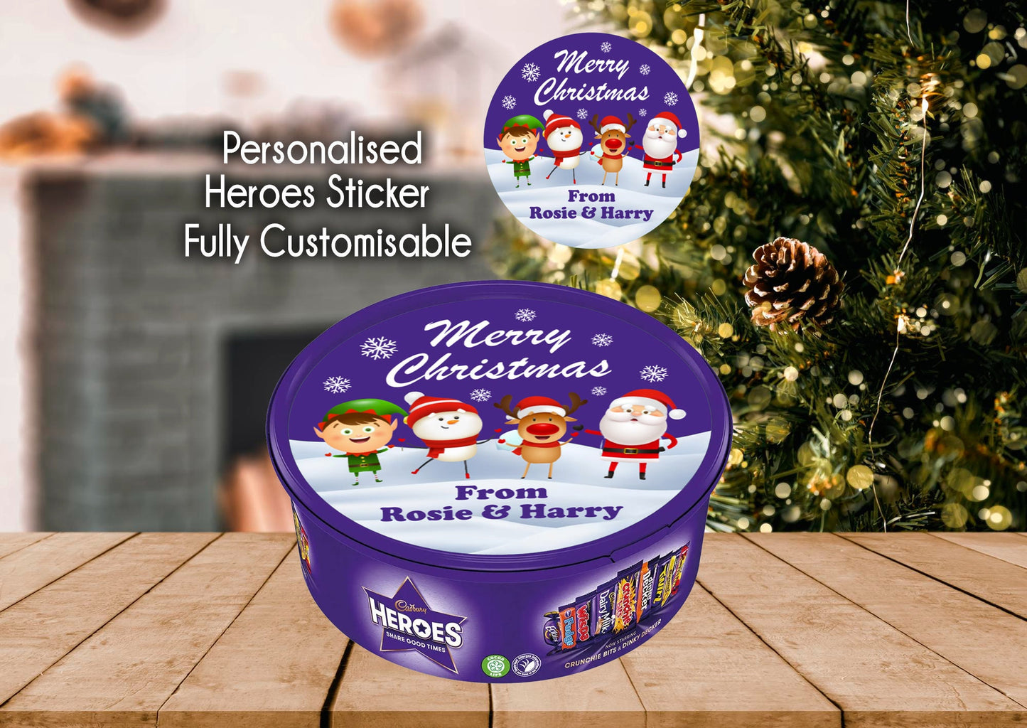 Personalised Christmas Chocolate Tub Sticker Label