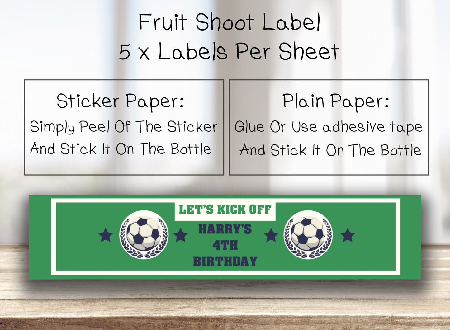 Football / Soccer Ball Labels Stickers x5 | Party Stickers | Bottle Labels | Party Favours | Birthday Stickers | Party Decorations