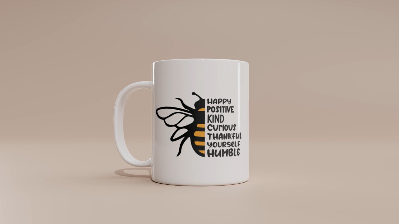 Bee Positive Coffee/Tea Mug Gift | Personalised | Gift for her | Gift for Him | Quote Cup/Tumbler | Tea Cup | Coffee Gift | Tea Gift