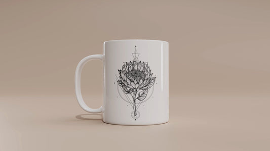 Tattoo Flower Mug | Personalised Mug | Coffee Tea Cup Gift For Her | Valentines Gift For Her Him