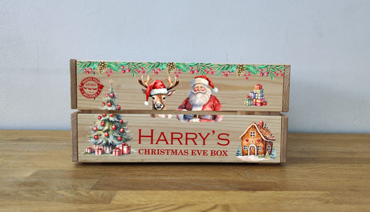 Personalised Christmas Eve Box | Personalised Christmas Eve Crate | Christmas Eve box | Personalised Box | Santa and Reindeer