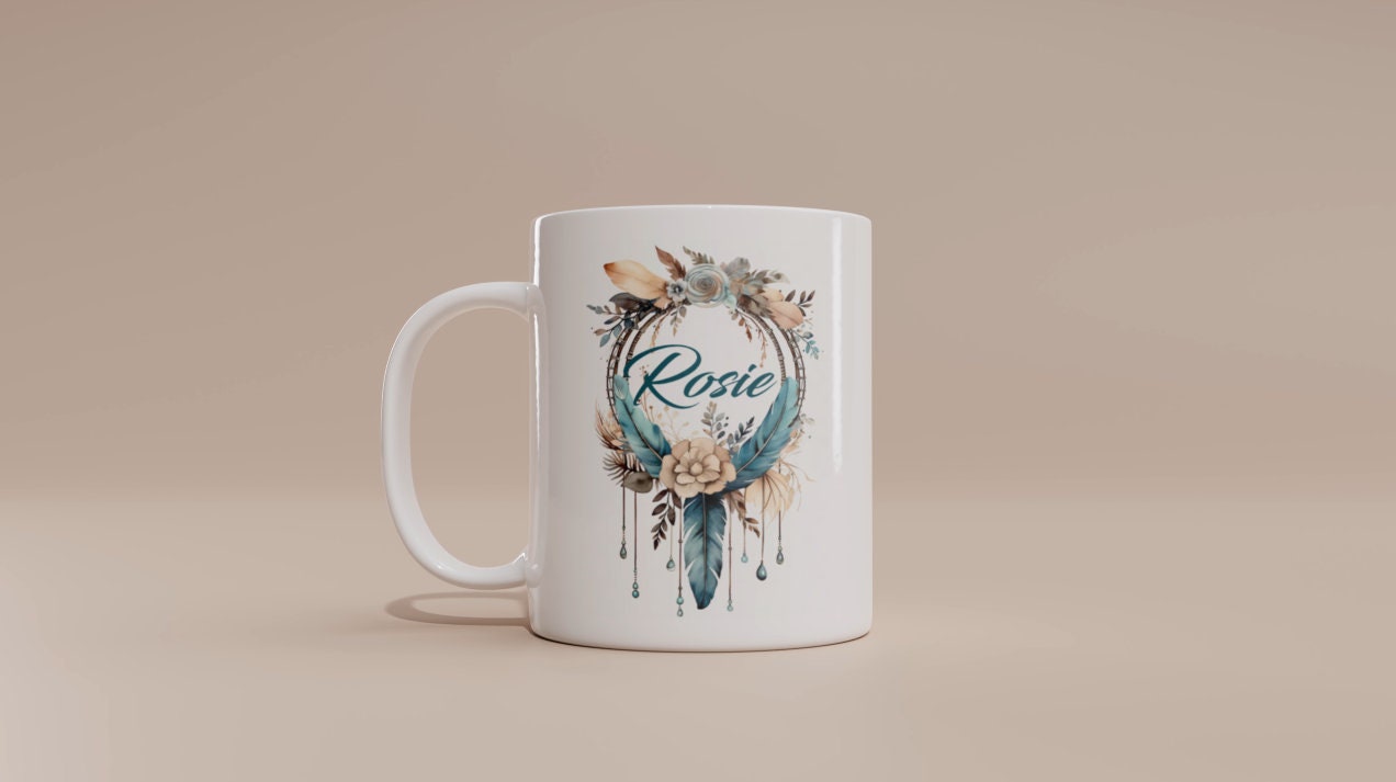 Personalised Dreamcatcher Mug | Personalised Mug | Custom Name Cup | Coffee Tea Cup Gift For Her | Valentines Gift For Her | Sister Mum