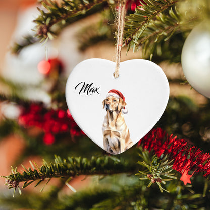 Personalised Golden Retriever Christmas Ceramic Hanging Heart | Tree Decoration | Pet Lover Gift | Personalised Christmas Bauble | Pet Ball