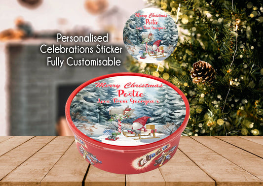 Personalised Celebrations Tub Santa Christmas Chocolate Tub Sticker Label Thank You Postman | Postman Gift