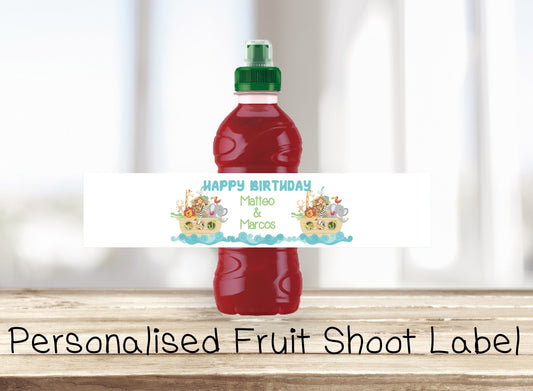 Fruit Shoot Labels/Stickers Noah's Ark | Animal Themed Kids Party Bottle Labels | Safari Theme