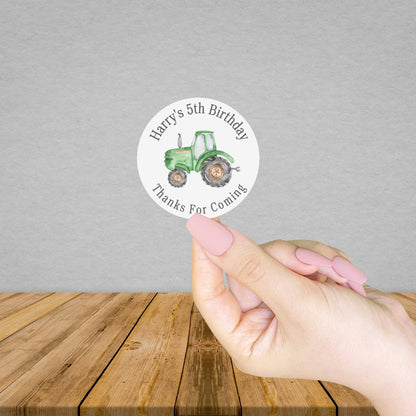 Personalised Tractor Birthday Stickers | Sweet Cone Stickers | Thanks for coming | Party Bag Stickers | Thank You Labels