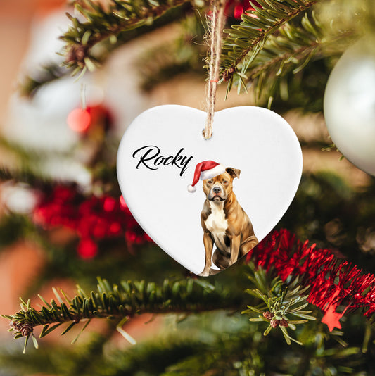 Personalised Ceramic Hanging Heart |Christmas Tree Decoration | Christmas Ornament | Custom Ceramic Pet Keepsake | Pet Memorial Plaque Staff