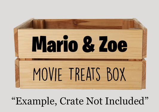 Custom Personalised Crate Vinyl Decal Stickers | For Weddings Birthdays Valentines Day Father's Day, Mothers Day Couples Gift Movie Night