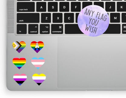 LGBTQ+ Pride Heart Flag Stickers | Gay Pride | Lesbian | Trans | Bisexual | Non-Binary | Asexual | Laptop Sticker Vinyl Decal Phone