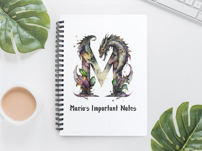 Personalised A5 Notebook Initial | Name | Dragon Letters | Dragon Name | Gift for him/ | Fathers Day Gift | Valentines | Birthday | Journal