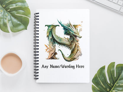 Personalised A5 Notebook Initial | Name | Dragon Letters | Dragon Name | Gift for him/ | Fathers Day Gift | Valentines | Birthday | Journal