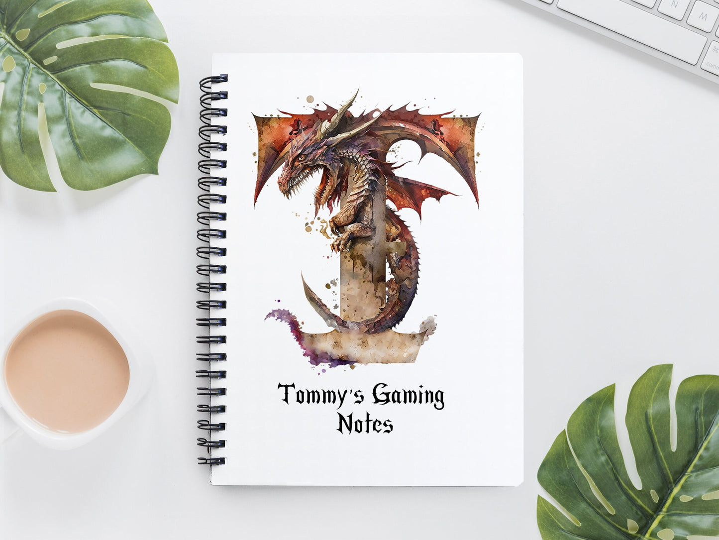 Personalised A5 Notebook Initial | Name | Dragon Letters | Dragon Name | Gift for him/ | Fathers Day Gift | Valentines | Birthday | Journal