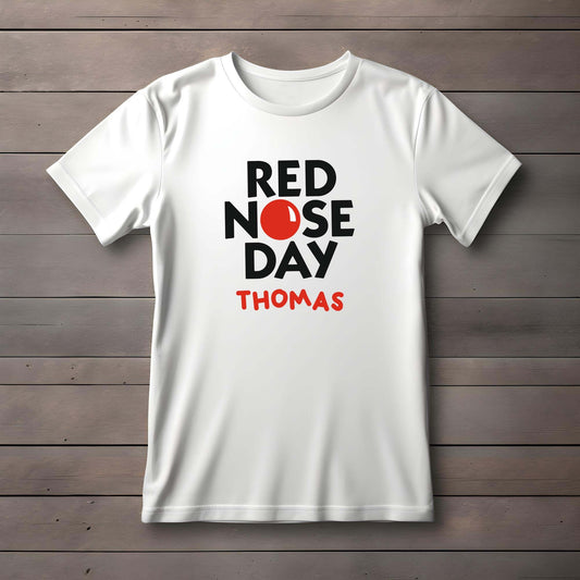 Personalised Name Red Nose Day Kids T-shirt | Red Nose | Comic Relief T-Shirt | Kids School T-Shirt | School Event Top | Dressing Up