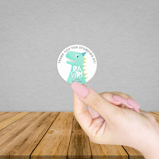 Personalised Dinosaur Birthday Thank You Sticker | Big Birthday | Space Theme | boys Party | Birthday Party | Roar | Custom Name Sweet Cone