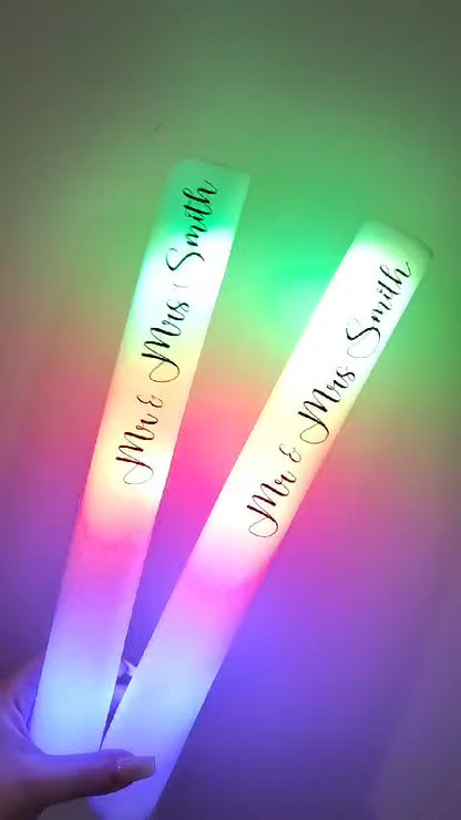 Personalised Foam Glow Sticks, LED Glow Sticks, Wedding Party, Hen Do Favours, Stag Do Party, Custom Glow Sticks, Wedding Lights, Concert